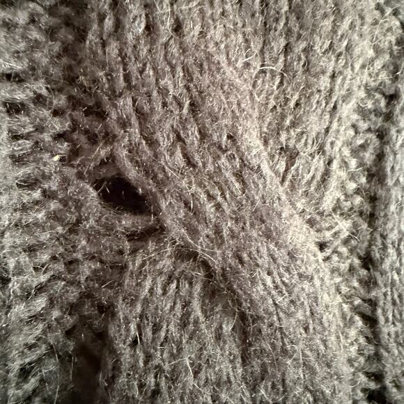 SISLEY PARIS Navy Blue Mohair Blend Cape-style Cable Knit Turtleneck sweater OS - Picture 3 of 7